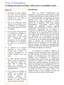 Note d’orientation - Le chômage des jeunes en Afrique : défis à relever et possibilités à saisir